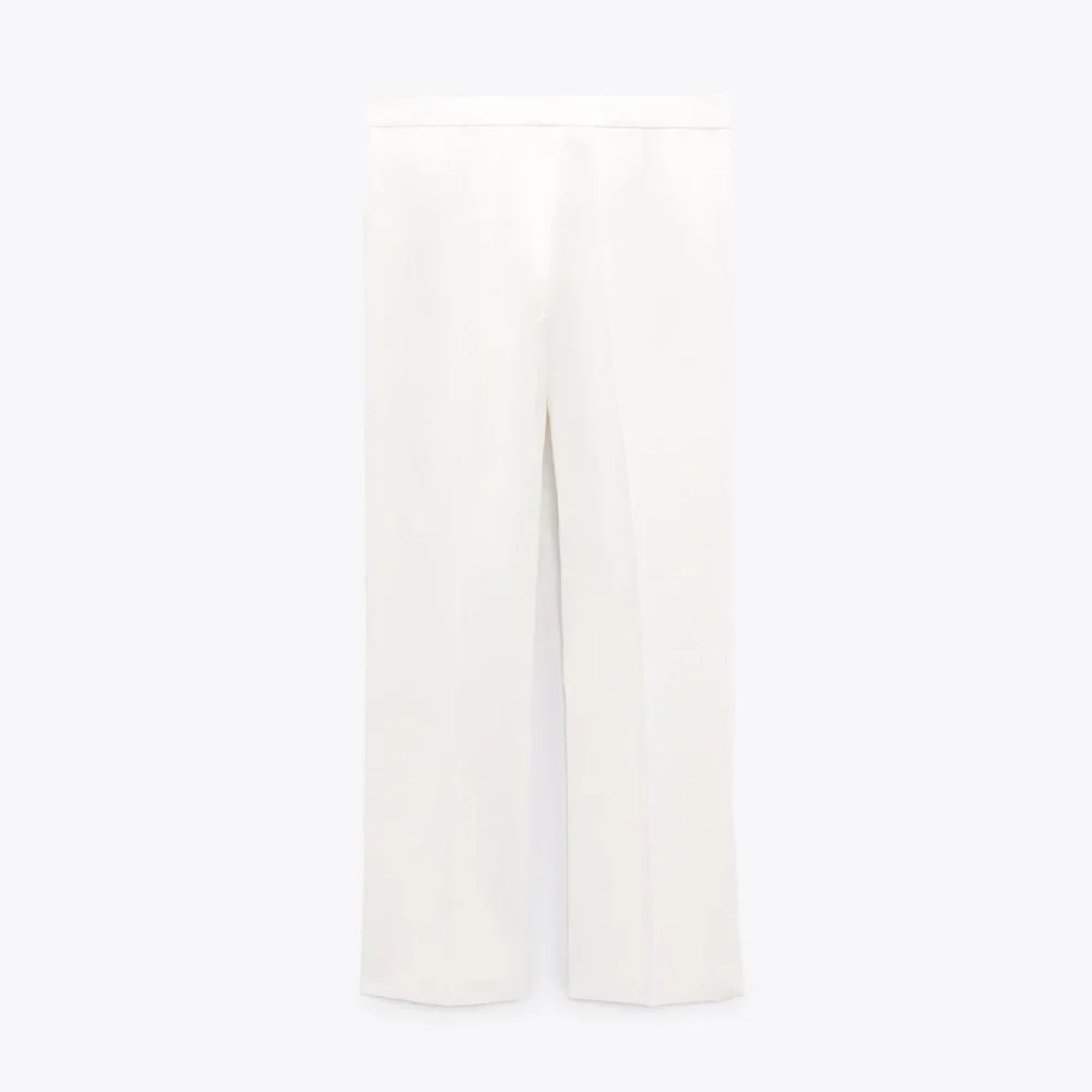 Zara Linen Blazer And Pants Suit Oyster White NWT